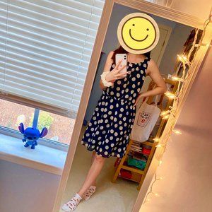 Navy Blue Polka-Dot Dress